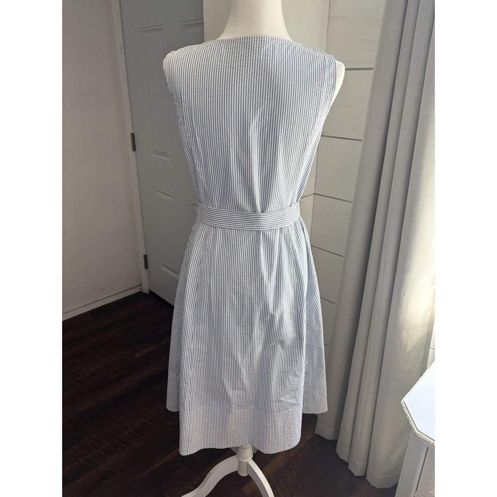 Lafayette 148 Dress Womens 4 Striped Belted Sleeveless Zip Pockets Summer Casual - Picture 3 of 8